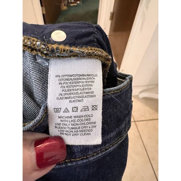 FREE PEOPLE Womens High Rise Dark Wash Busted Knee Skinny Jeans Size 27 Boho - Picture 5 of 6